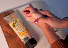 A LA MAISON applied to hand showing smooth finish and immediate softening benefit