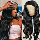 Aailvmey front view of headband wig showing neat hairline and ready-to-wear benefit