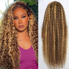 abbildung front view 30-inch honey blonde wig showing natural hairline and volume
