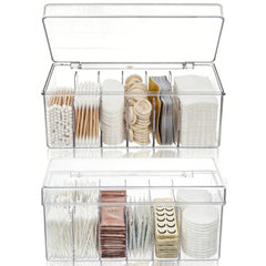 Acshio front view of two clear organizers showing tidy storage benefit