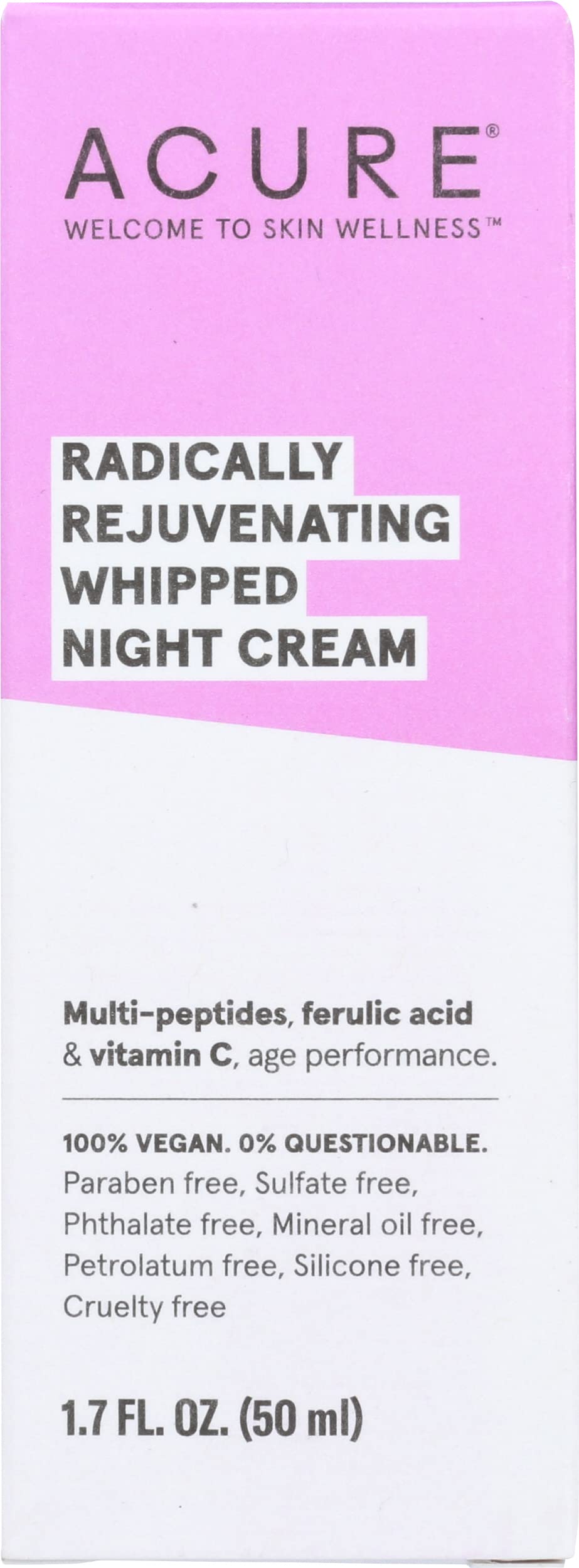 Acure jar front view showing label and whipped cream texture for overnight hydration