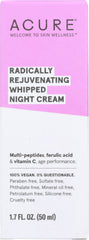 Acure jar front view showing label and whipped cream texture for overnight hydration