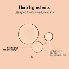 Acure close-up label highlighting niacinamide and clean formula benefits