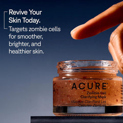 Model wearing Acure mask demonstrating even coverage and quick use