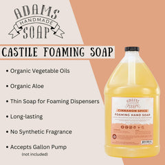 Adams Handmade Soap being poured into dispenser illustrating easy refill and eco benefit