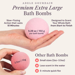 ADELEGOURDAIN individually wrapped bath bombs in box demonstrating fresh, protected packaging