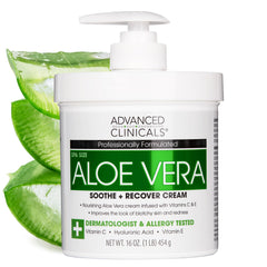 Advanced Clinicals front packaging showing 16 oz jar and calming aloe benefits
