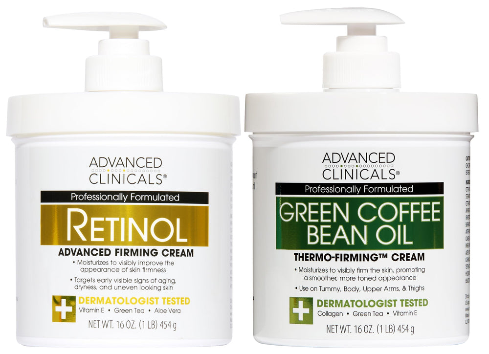 Advanced Clinicals front packaging showing both products and clear benefits