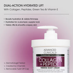 Advanced Clinicals close-up cream texture showing peptide-rich, fast-absorbing formula