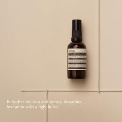 Aesop hydrosol spray nozzle detail demonstrating fine mist delivery for even hydration