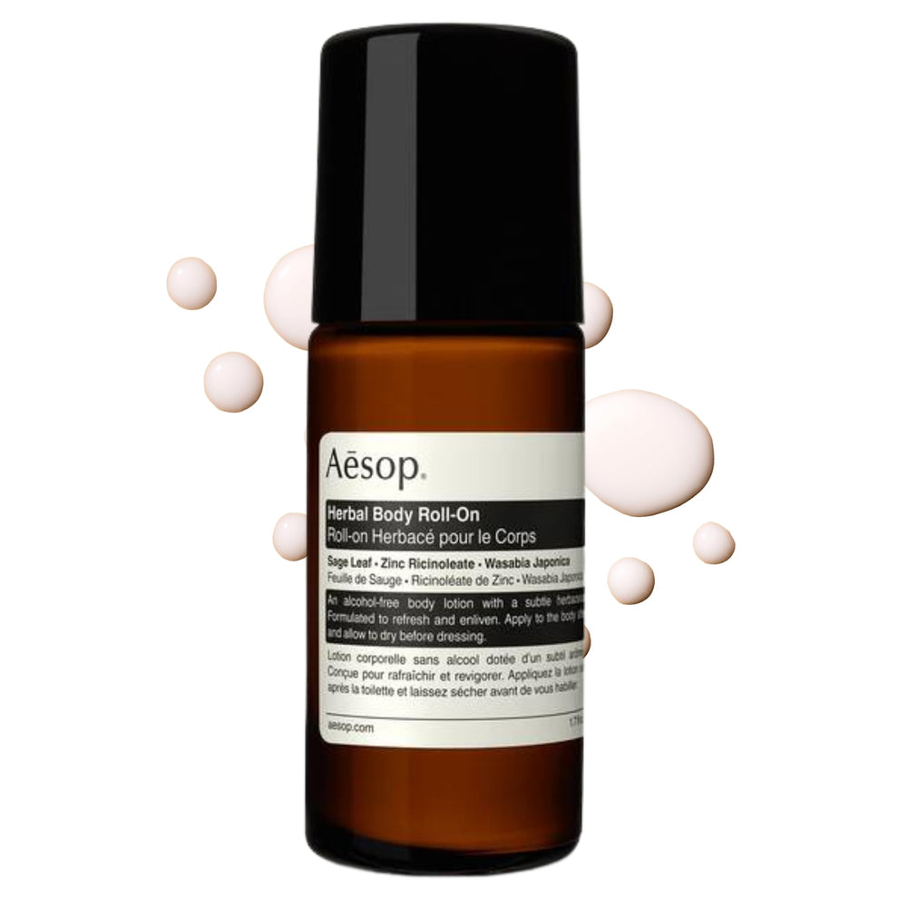 Aesop roll-on front label showing product name and size for clear identification and benefit