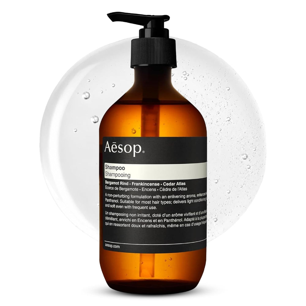 Aesop front bottle view showing clean design and daily use benefit