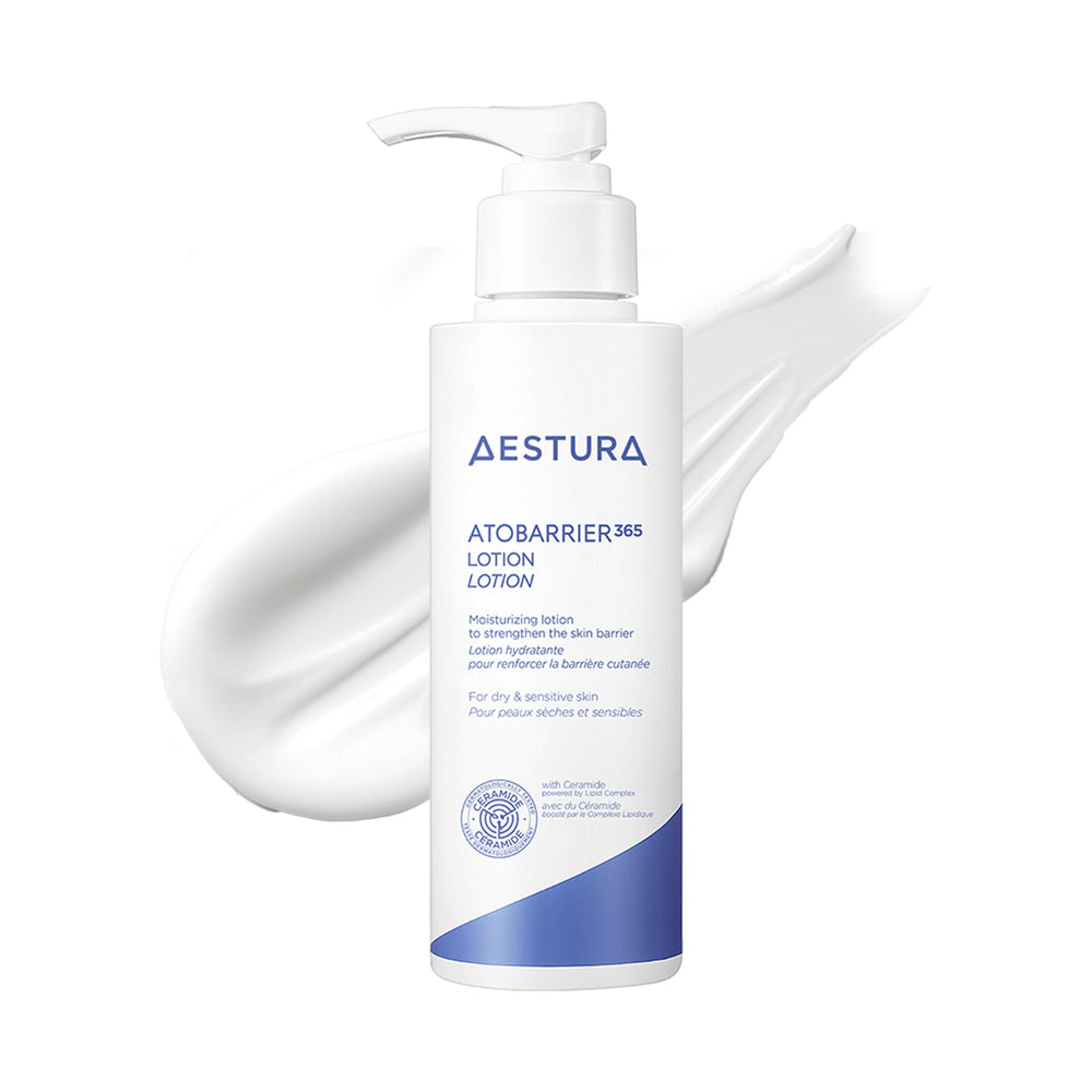 AESTURA front packaging of ATOBARRIER365 showing product benefits