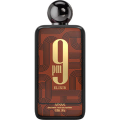Afnan 9 PM Elixir front bottle showing elegant design and premium appeal