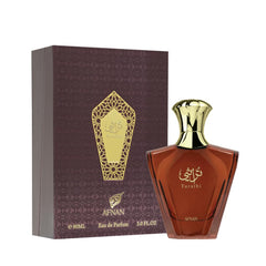 Afnan bottle angle detail highlighting texture and premium finish benefit