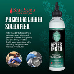 After Inked powder texture close-up highlighting absorbent polymer performance
