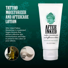 After Inked tube close-up showing lotion texture and quick-absorbing finish