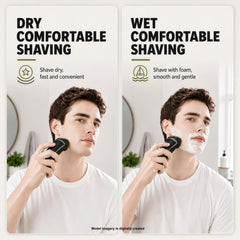 AIJALY replacement head installed on a compatible shaver demonstrating easy fit