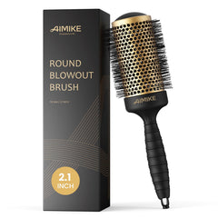 AIMIKE front view of round brush showing barrel and bristles for fast drying