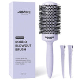 AIMIKE front view of purple round brush showing full barrel for volume