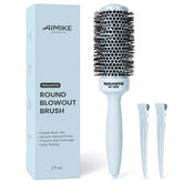 AIMIKE front view teal round brush showing compact barrel for volume