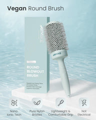 AIMIKE in-use blowdry model using brush to create volume and smooth finish