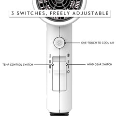 AINA dryer with concentrator attached demonstrating targeted airflow for sleek results