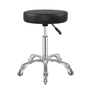 Ainilaily front view black rolling stool showing stable stance and professional look