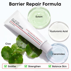 AIPILER cream on fingertip being applied to cheek for visible moisturizing and soothing effect