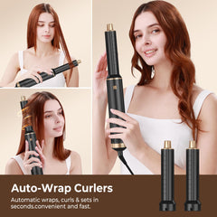 AiroGlow air curler in use delivering automatic bouncy curls