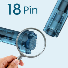 Aiscool closeup of 18‑pin 0.25mm needle tip highlighting precision and gentle exfoliation