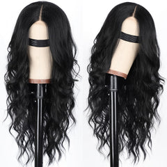 AISI HAIR full-length 26 inch wavy black wig showing volume and flow