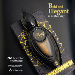 Ajmal Wisal Layl side label close-up highlighting fragrance name and details
