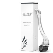 AKIYRO derma roller front view showing sleek black finish and compact design for easy use