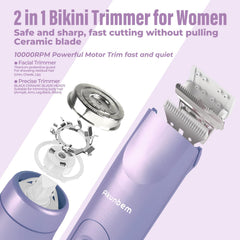 Akunbem dual head closeup highlighting interchangeable heads for versatile grooming