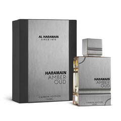 Al Haramain bottle front view showing packaging and modern woody-amber appeal