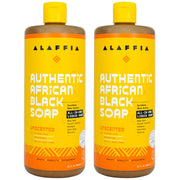 Alaffia front packaging showing unscented two-pack and size benefit