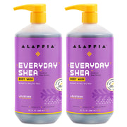 Alaffia bottle front packaging showing lavender scent and fair trade credentials