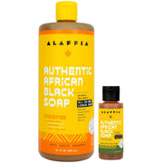 Alaffia 32 oz unscented bottle shows clean design and everyday use benefit