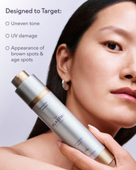 ALASTIN Skincare serum on hand to show scale, demonstrates thin spreadable consistency