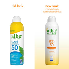 Alba Botanica spray being applied to arm showing even coverage for active use