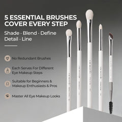 ALBEAUT five brushes laid out showing unique shapes and uses