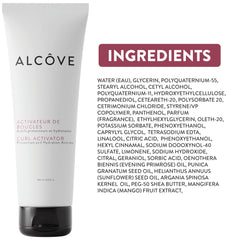 Alcôve applied to wet curly hair demonstrating enhanced clumping and definition