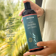Aleavia Citrus Bliss pour texture showing creamy gel consistency for soft skin feel