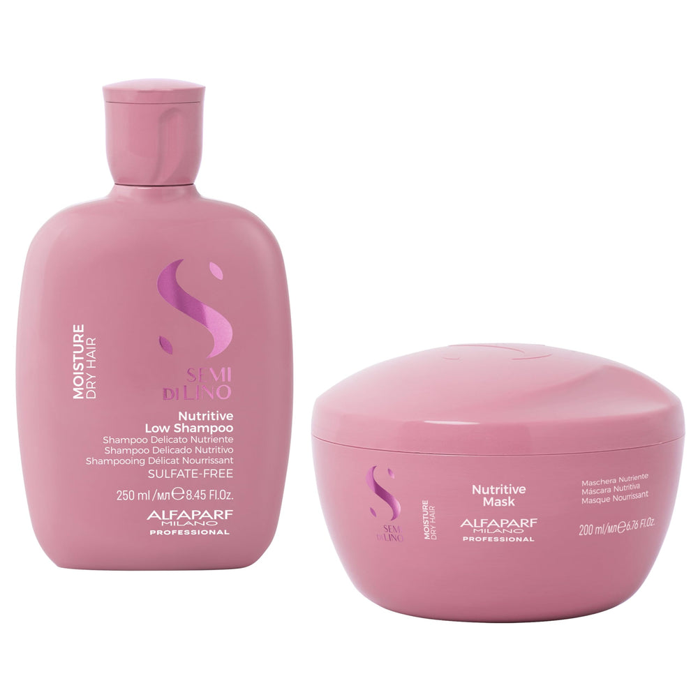 Alfaparf Milano front packaging duo showing professional hydration benefits