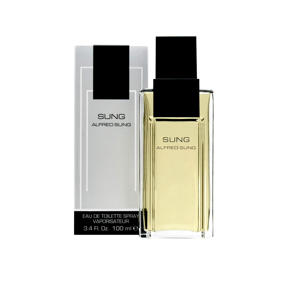 ALFRED SUNG front bottle view showing elegant minimalist packaging and instant visual appeal