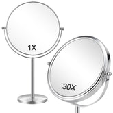 ALHAKIN front view of 8-inch chrome vanity mirror showing full-face benefit