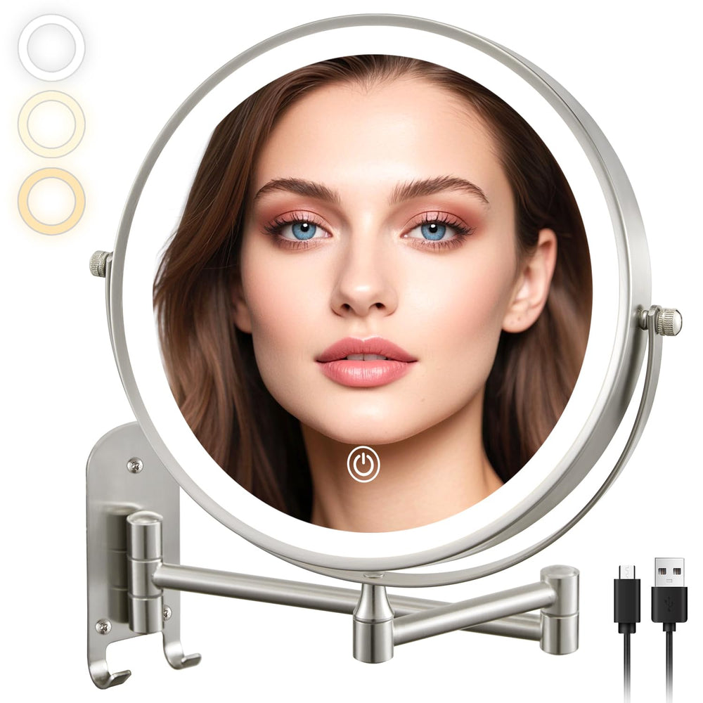 ALHAKIN front view wall-mounted mirror showing full 9-inch clarity benefit