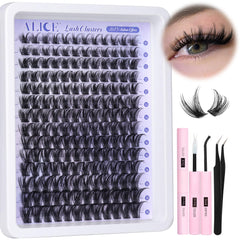 ALICE front packaging of lash cluster kit showing included contents and benefits