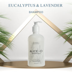 Alice + Co. close-up of the shampoo label highlighting scent and paraben-free benefit